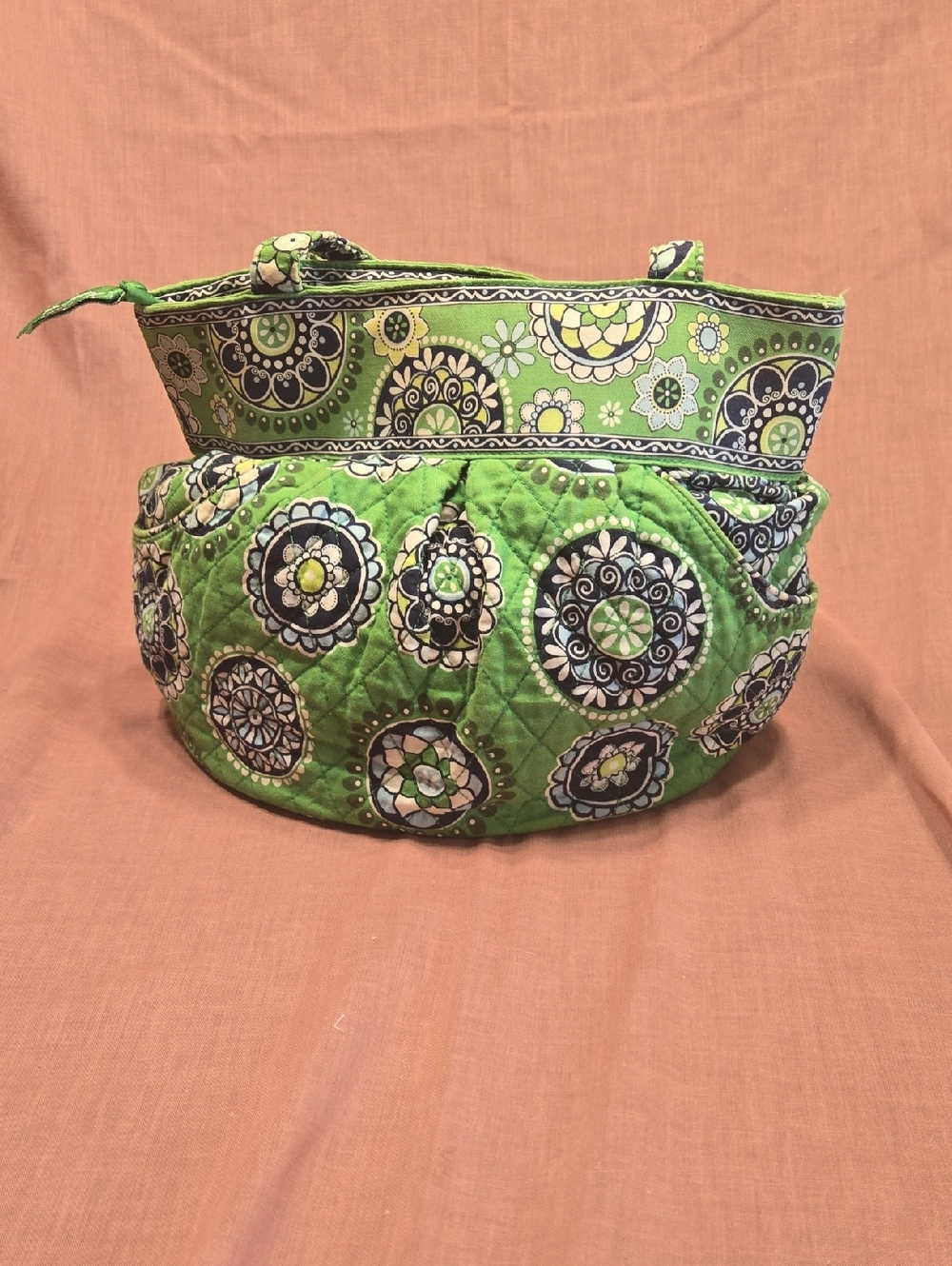 Very Bradley Green Medallion Pattern Mini Tote Bag